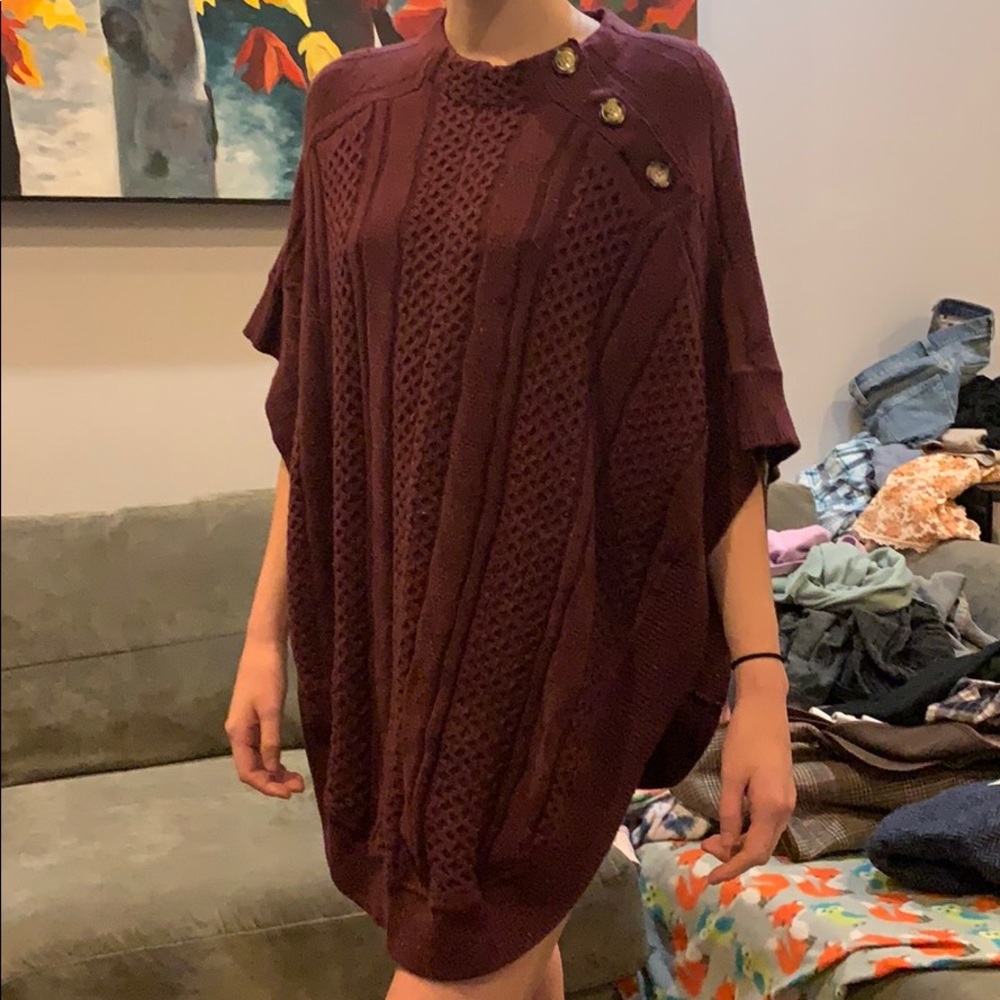 Talbots Poncho Sweater Size XS Maroon